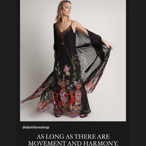 BLACK MAXI SLIP DRESS, SILK - Picture 2 of 5